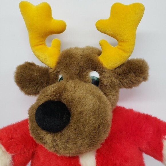 Gund 22" Moose Reindeer Christmas Holiday Santa Suit 1992 Vintage Stuffed Animal - Picture 3 of 5